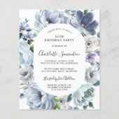 Papier Budget Dusty Blue Floral Invitation 50e anniversai (Devant)