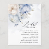 Papier Budget Dusty Blue Floral Invitations de douche nup (Devant)