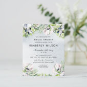Papier Budget Dusty Blue Floral Invitations de douche nup (Debout devant)