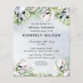 Papier Budget Dusty Blue Floral Invitations de douche nup (Devant)