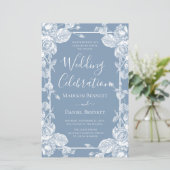 Papier Budget Dusty Blue Floral Mariage Célébration (Debout devant)