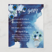 Papier BUDGET Dusty Blue Floral Mariage Invitation (Devant)