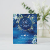 Papier BUDGET Dusty Blue Floral Mariage Invitation (Debout devant)