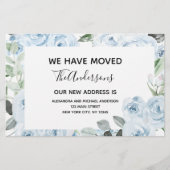 Papier Budget Dusty Blue Floral Moving Faire-part (Devant)