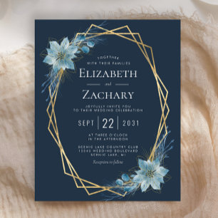 Papier Budget Dusty Blue Floral Navy Mariage d'hiver