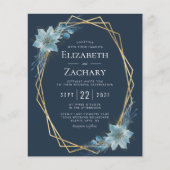 Papier Budget Dusty Blue Floral Navy Mariage d'hiver (Devant)