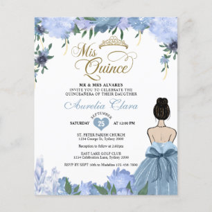 Papier BUDGET Dusty Blue Floral Princess Quinceañera