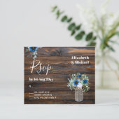 Papier BUDGET Dusty Blue Floral RSVP Rustique Mariage (Debout devant)