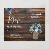 Papier BUDGET Dusty Blue Floral RSVP Rustique Mariage (Devant)
