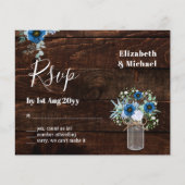 Papier BUDGET Dusty Blue Floral RSVP Rustique Mariage (Devant)