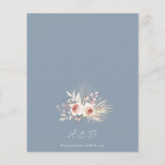 Papier Budget Dusty Blue Floral Rustic Faire-part de mari (Dos)