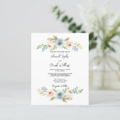 Papier Budget Dusty Blue Floral Rustic Wedding Invitation (Debout devant)
