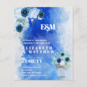 Papier BUDGET Dusty Blue Floral Wedding Invite (Devant)
