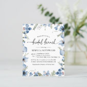 Papier Budget Dusty Blue Florals Bridal Brunch Invitation (Debout devant)
