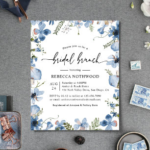 Papier Budget Dusty Blue Florals Bridal Brunch Invitation