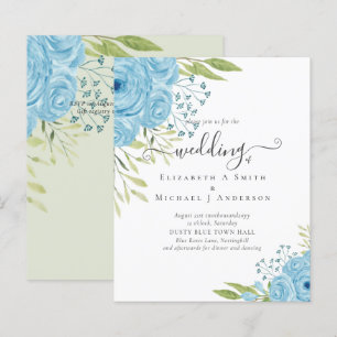 Papier BUDGET Dusty Blue Flowers Lime Mariage