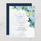 Papier Budget Dusty Blue Flowers Sage Mariage (Devant / Derrière)