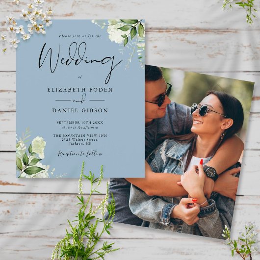 Papier Budget Dusty Blue Foliing Faire-part de mariage ph