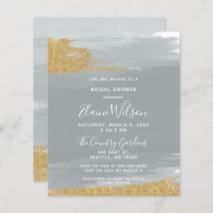 Papier Budget Dusty Blue Gold Bridal Shower Invitation
