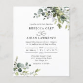 Papier Budget Dusty Blue Green Faire-part de mariage (Devant)