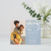 Papier Budget Dusty Blue Lights 2 Photo Wedding Invitatio (Debout devant)