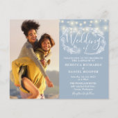 Papier Budget Dusty Blue Lights 2 Photo Wedding Invitatio (Devant)