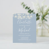 Papier Budget Dusty Blue Lights Faire-part de mariage pho (Debout devant)