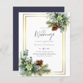 Papier BUDGET Dusty Blue Mariage Eucalyptus Vert (Devant / Derrière)
