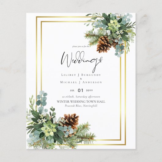 Papier BUDGET Dusty Blue Mariage Eucalyptus Vert (Devant)