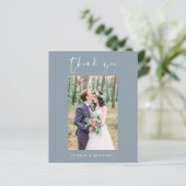 Papier Budget Dusty Blue Mariage photo Merci (Debout devant)