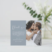 Papier Budget Dusty Blue Mariage photo Merci (Debout devant)