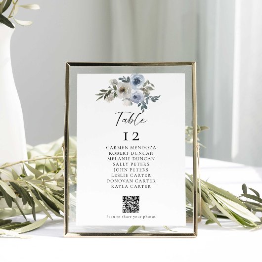 Papier Budget Dusty Blue Mariage Table code QR