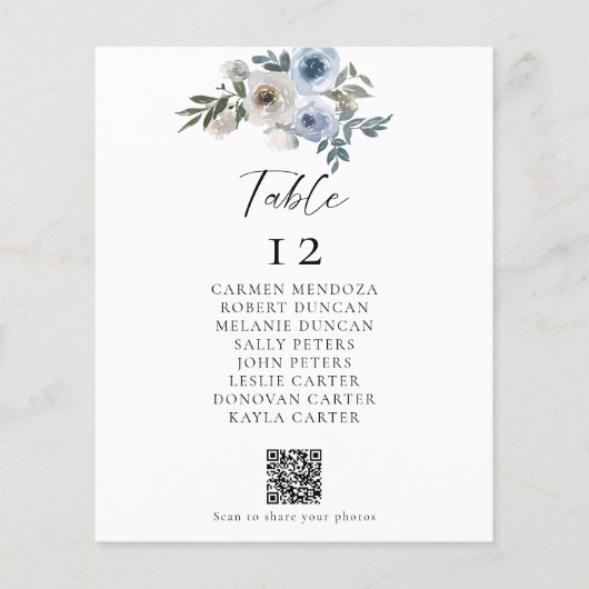 Papier Budget Dusty Blue Mariage Table code QR (Devant)