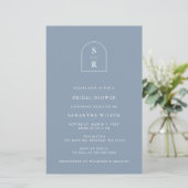 Papier Budget Dusty Blue Moderne Douche nuptiale Invitati (Debout devant)