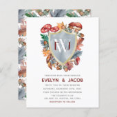 Papier Budget Dusty Blue Mushroom Faire-part de mariage (Devant / Derrière)