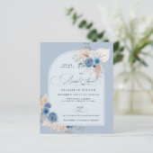 Papier Budget Dusty Blue Pampas Bridal Shower Invitation (Debout devant)