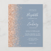 Papier Budget Dusty Blue Peach QR Code Mariage Invitation (Devant)