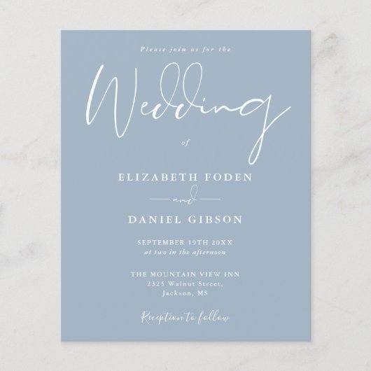 Papier Budget Dusty Blue Photo Faire-part de mariage (Devant)