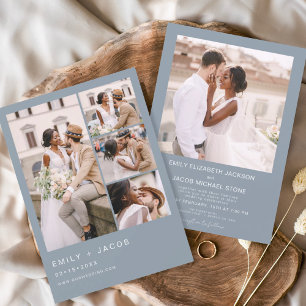 Papier Budget Dusty Blue Photo Faire-part de mariage