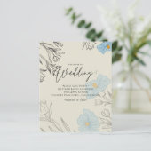 Papier BUDGET Dusty Blue Poppy Magnolia Mariage Invitatio (Debout devant)