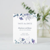 Papier Budget Dusty Blue Purple Floral Enregistrer la car (Debout devant)