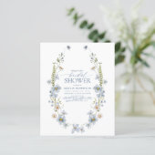 Papier Budget Dusty Blue QR Code Bridal Shower Invitation (Debout devant)