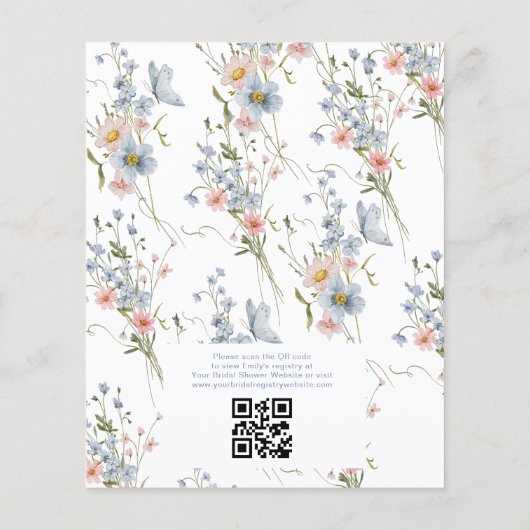 Papier Budget Dusty Blue QR Code Bridal Shower Invitation (Dos)