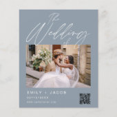 Papier Budget Dusty Blue QR Code Faire-part de mariage ph (Devant)