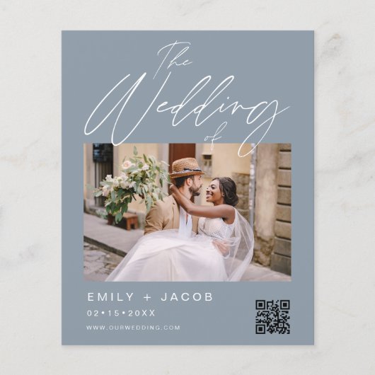 Papier Budget Dusty Blue QR Code Faire-part de mariage ph (Devant)