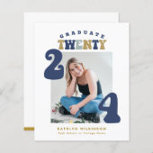 Papier BUDGET Dusty Blue Retro Super Script Faire-part (Devant / Derrière)