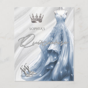 Papier Budget Dusty Blue robe Quinceañera Invitation