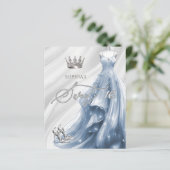 Papier Budget Dusty Blue Robe Sweet 16 Invitation (Debout devant)