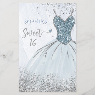 Papier Budget Dusty Blue Robe Sweet 16 Invitation