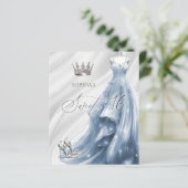 Papier Budget Dusty Blue Robe Sweet 16 Invitation (Debout devant)